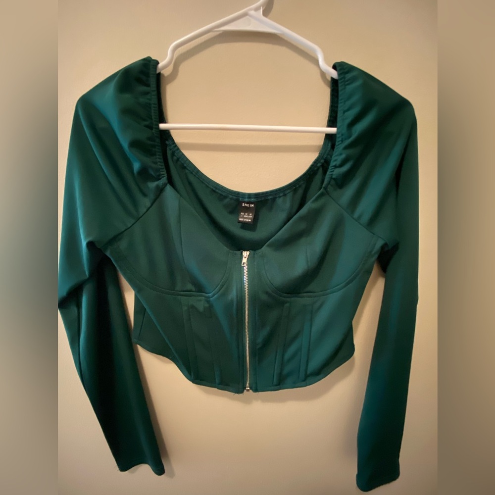 Green Zip up Top